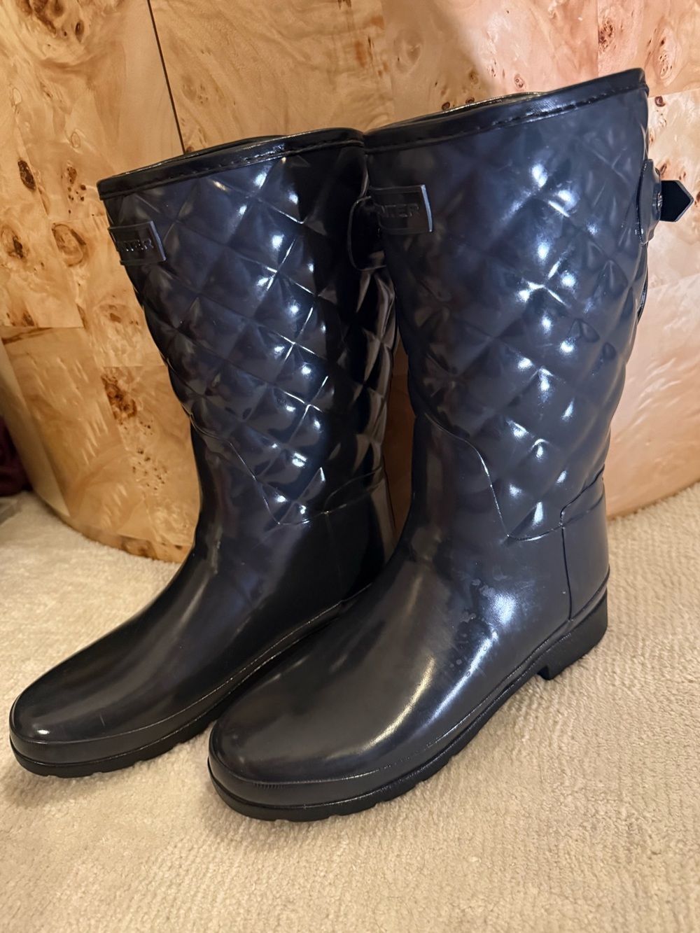 Women's Quilted Tall Rain Boots - Dark Gray